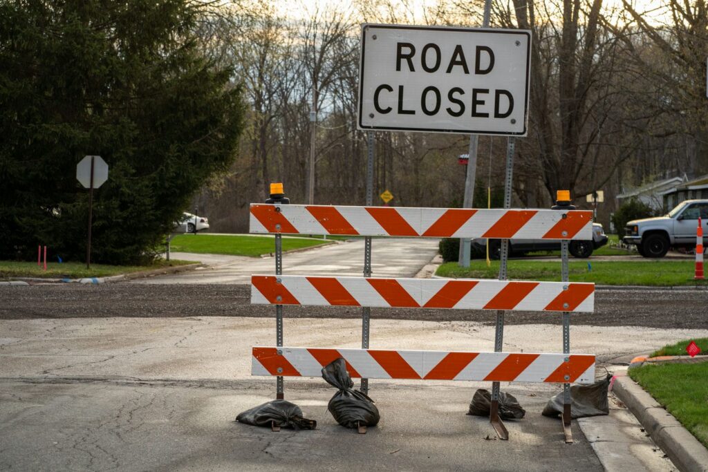 road closed sign on residential street