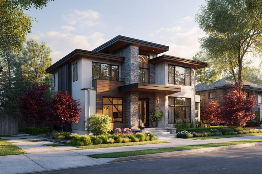 modern residential Vancouver streetscape custom home under design