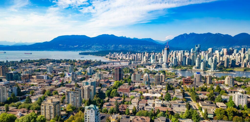 aerial shot of vancouver residential area