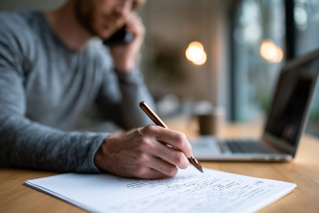 Homeowner calling a previous client to ask questions about their custom home builder before signing the contract