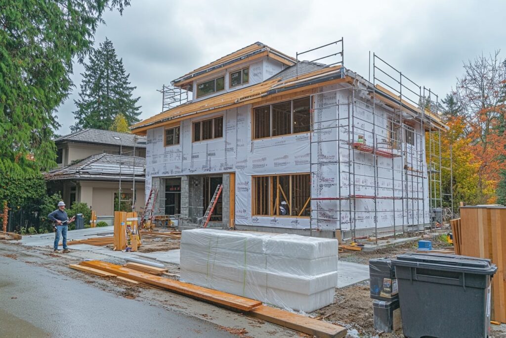 Private custom home under construction with controlled site access representing subcontractor NDA protections