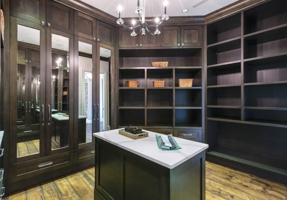large walk in closet in custom home